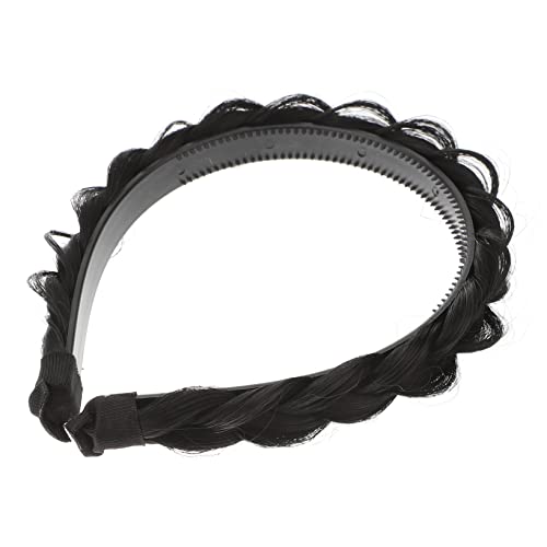 MUSISALY Wig Haarband Für Mit Geflochtenem Design Rutschfestes Stirnband Für Mädchen Haarschmuck Für Partys Und Alltagsanlässe Natürliche Schwarze Farbe Und Einfach Zu Tragen von MUSISALY