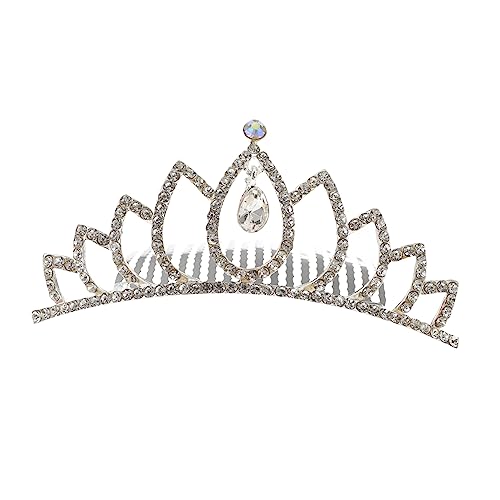 MUSISALY farbige Strasskrone prinzessin Perlenkopfschmuck Prinzessinnenkrone für Mädchen Braut-Tiara haar clips haar haar pin Braut Diadem Kamm Brautkronenkamm Legierung Weiß von MUSISALY