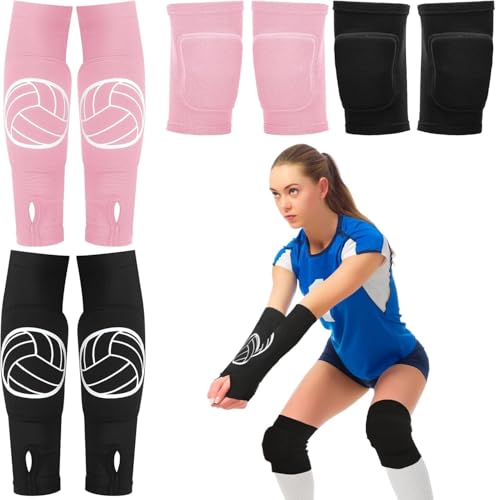 MUSLONG Volleyball Armmanschetten Armschoner Kinder Sportarmbänder Unterarm Kompressionsmanschette Volleyball Armstulpen Ärmel Elastische Volleyball Sport Handgelenkstütze mit Knieschoner von MUSLONG