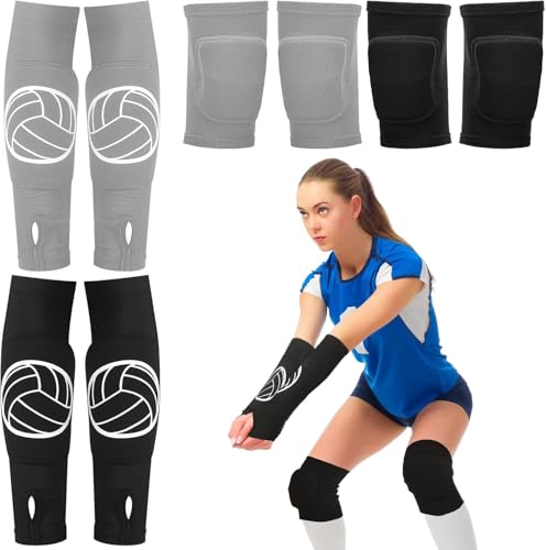 MUSLONG Volleyball Armmanschetten Armschoner Kinder Sportarmbänder Unterarm Kompressionsmanschette Volleyball Armstulpen Ärmel Elastische Volleyball Sport Handgelenkstütze mit Knieschoner von MUSLONG