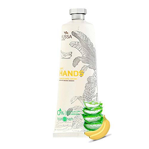 Mussa Canaria Bio Hand Creme Aloevera & Banane 98 % Natural - beruhigende, feuchtigkeitsspendende Lotion für rissige, trockene, empfindliche Haut, arbeiten, beschädigte Hände - Männer, Frauen 100ml von MUSSA Canaria