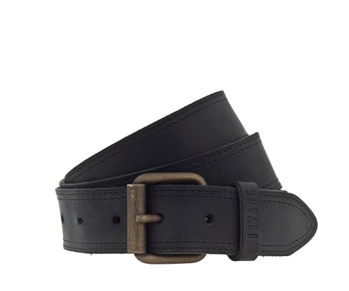 MUSTANG 35 mm Vollledergürtel, abgesteppt, mit Schließe in mattem Altmessing von MUSTANG