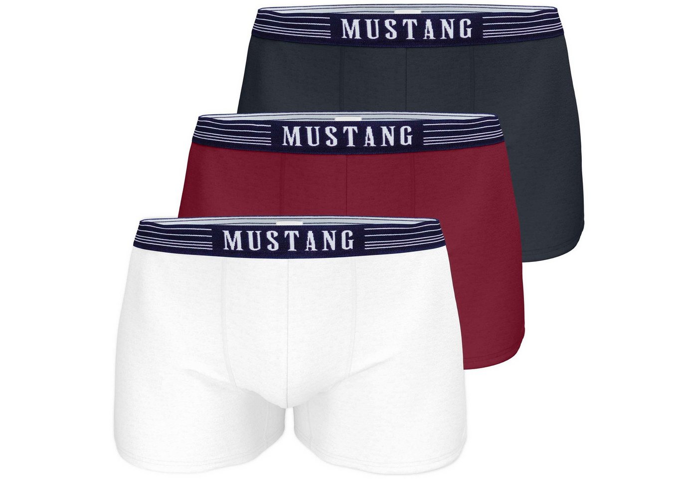 MUSTANG Boxershorts Herren Retro Vintage (Spar-Set, 3-St., 3er-Pack) 1 x navy, 1 x weiß, 1 x rot von MUSTANG