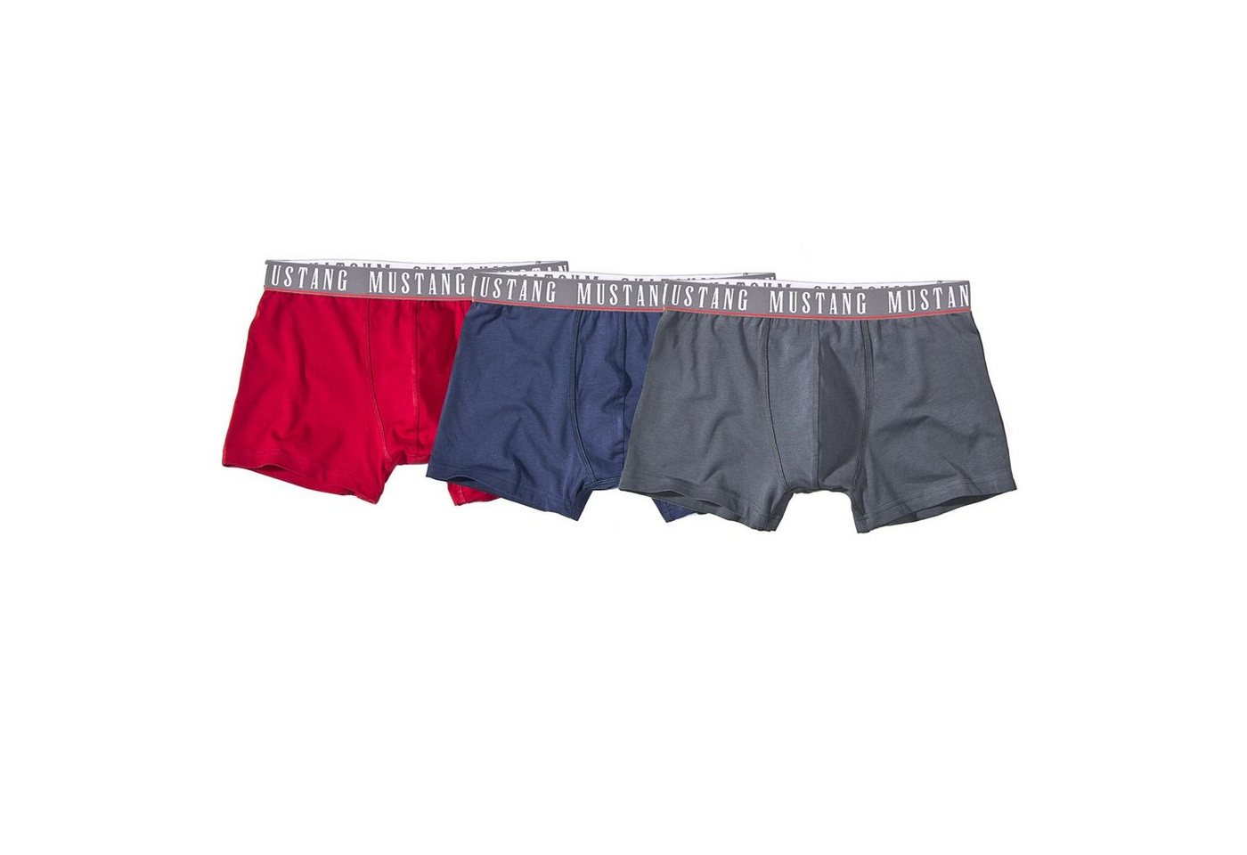 MUSTANG Boxershorts Herren Retro Vintage (Spar-Set, 3-St., 3er-Pack) 1x Rot, 1x Navy, 1x Anthrazit von MUSTANG