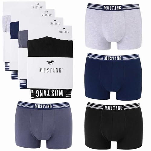 MUSTANG Boxershorts Herren 4er Pack L Baumwoll Passform Atmungsaktiv Unterwäsche Unterhosen Männer Men Retroshorts von MUSTANG