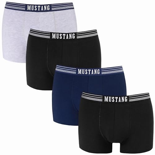 MUSTANG Boxershorts 4er Pack Herren - Atmungsaktive Baumwoll Unterwäsche Unterhosen für Männer, Retroshorts (Gr. M-2XL) von MUSTANG