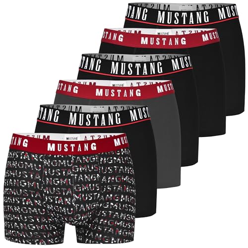 MUSTANG Boxershorts Herren 6er Pack L Baumwoll Passform Atmungsaktiv Unterwäsche Unterhosen Männer Men Retroshorts von MUSTANG