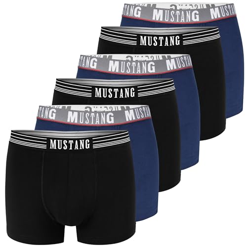 MUSTANG Boxershorts Herren 6er Pack XL Baumwoll Passform Atmungsaktiv Unterwäsche Unterhosen Männer Men Retroshorts von MUSTANG