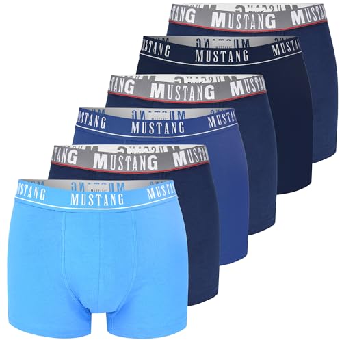 MUSTANG Boxershorts Herren 6er Pack XXL Baumwoll Passform Atmungsaktiv Unterwäsche Unterhosen Männer Men Retroshorts von MUSTANG