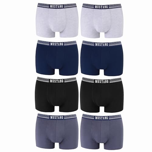 MUSTANG Boxershorts Herren 8er Pack XXL Baumwoll Passform Atmungsaktiv Unterwäsche Unterhosen Männer Men Retroshorts von MUSTANG