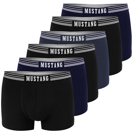MUSTANG Boxershorts für Herren aus Baumwolle Set 6er Pack | Elastische und weiche Unterhosen für Männer mit idealer Passform von MUSTANG