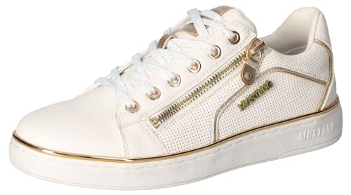 MUSTANG Damen 1300-303-111 Sneaker, Weiß (Weiß/Gold 111), 39 EU von MUSTANG