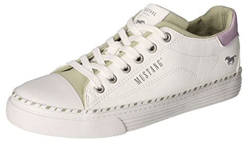 Mustang Damen 1376-306 Sneaker, weiß/grün, 36 EU von MUSTANG