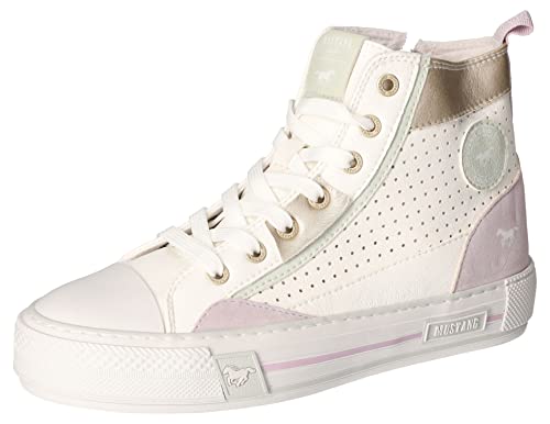 Mustang Damen 1457-502 High Top Sneaker, weiß/violett, 39 EU von MUSTANG