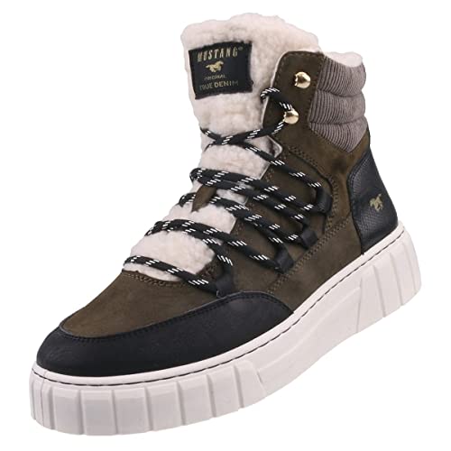 MUSTANG Damen High-Top Sneaker gefüttert Grün/Schwarz, Schuhgröße:EUR 42 von MUSTANG