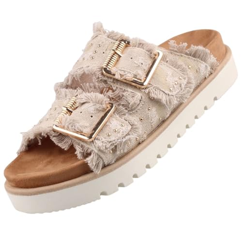 MUSTANG Damen Pantolette Jeansbeige EU 40 von MUSTANG