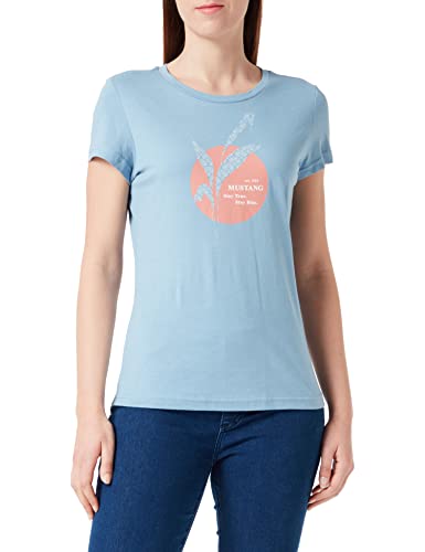MUSTANG Damen Style Alexia C Print T-Shirt, Faded Denim 5124, M von MUSTANG