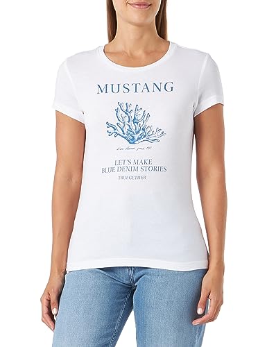 MUSTANG Damen Style Alexia C Print T-Shirt, General White 2045, XXL von MUSTANG