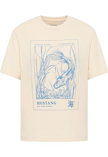 MUSTANG Damen Style Alina C Print T-Shirt, Raw Cotton Colour 2082, XS von MUSTANG