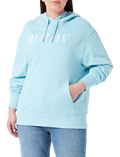 MUSTANG Damen Style Bianca H Logo Kapuzenpullover, Aquamarine 5042, L von MUSTANG