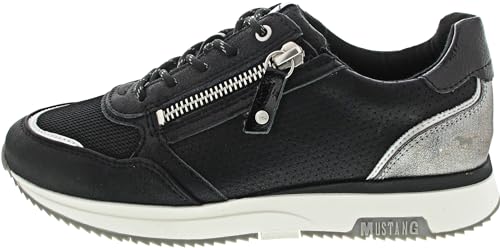 MUSTANG Damenschuhe Schnürschuhe Sportive Sneaker Schwarz Freizeit, Schuhgröße:37 EU von MUSTANG