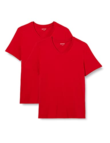 MUSTANG Herren 2-Pack V-Neck 1006170 T-Shirt, Chili Pepper 7189, M (2er Pack) von MUSTANG
