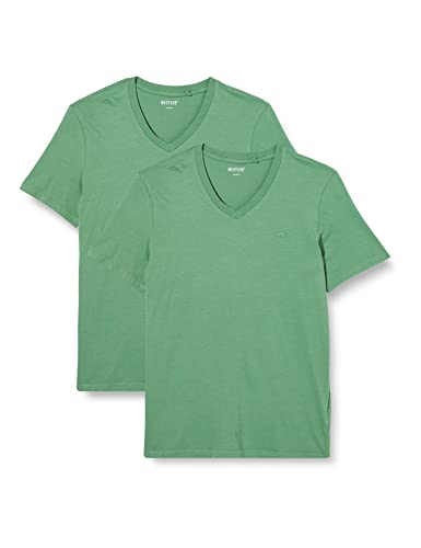 MUSTANG Herren 2-Pack V-Neck 1006170 T-Shirt, Frosty Spruce 6398, S (2er Pack) von MUSTANG