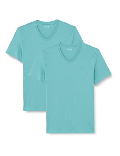 MUSTANG Herren 2-Pack V-Neck 1006170 T-Shirt, Mineral Blue 6236, S (2er Pack) von MUSTANG
