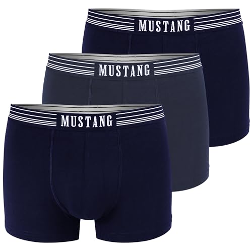 MUSTANG Herren 3er Pack Boxershorts Retro Navy XL von MUSTANG