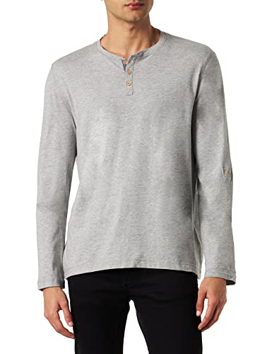 MUSTANG Herren Adrian H Henley T-Shirt, Light_Grey_Melange_1091, XL von MUSTANG