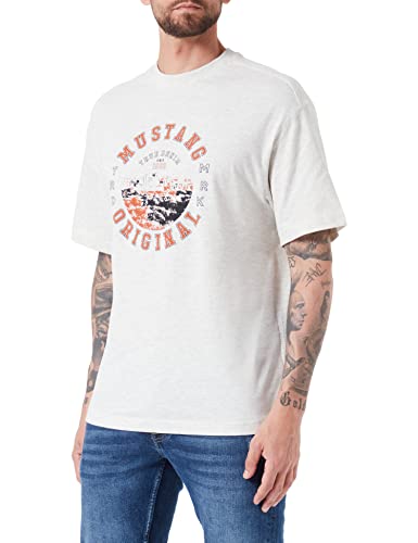 MUSTANG Herren Aidan C Print T-Shirt, Beige Melange 2079, 3XL von MUSTANG