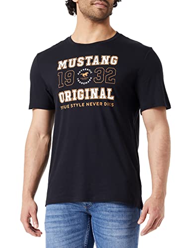 Mustang Herren Alex C Print T-Shirt, Schwarze Schönheit, S von MUSTANG