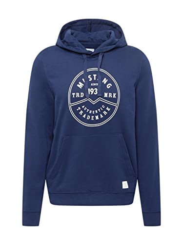 MUSTANG Herren Bennet Hood Logo Kapuzenpullover, Navy Blazer 5324, 3XL von MUSTANG