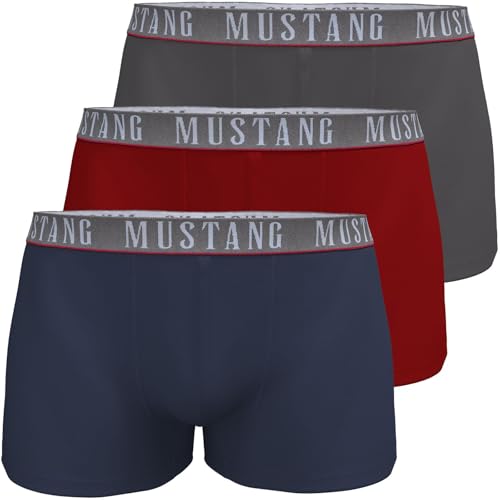 MUSTANG Herren Boxershorts Retropants 3er-Pack Rot/Navy/Anthrazit von MUSTANG