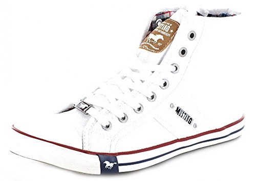 MUSTANG Herren Canvas High Top Sneaker Weiß EU 43 von MUSTANG