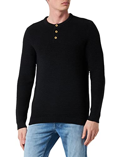 MUSTANG Herren Emil C Henley Pullover, Black Beauty 4185, 3XL von MUSTANG