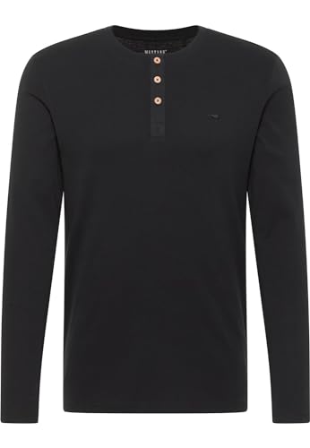 MUSTANG Herren Langarmshirt ARMINTO - Slim Fit S - 6XL Blau Schwarz Baumwolle, Größe:L, Farbe:Black 4142 von MUSTANG