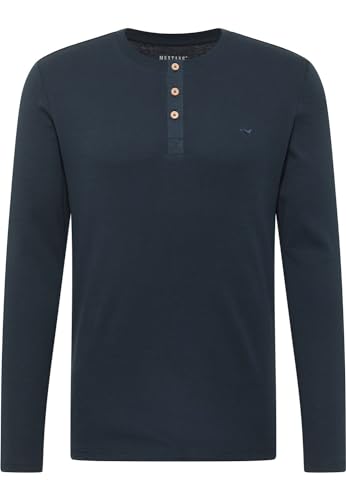 MUSTANG Herren Langarmshirt ARMINTO - Slim Fit S - 6XL Blau Schwarz Baumwolle, Größe:S, Farbe:Carbon 4135 von MUSTANG