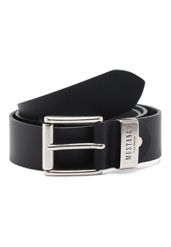 MUSTANG Herren Ledergürtel MG2104R04 40mm Gürtelbreite Braun Schwarz 80-115cm, Größe:115cm, Farbe:Schwarz (0790) von MUSTANG