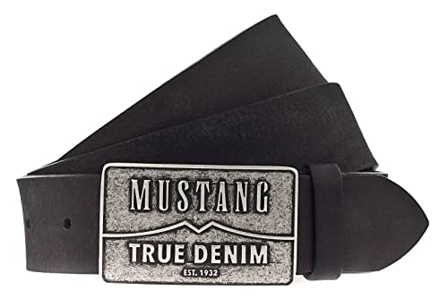 MUSTANG Herren Ledergürtel MG2170R17 40mm Gürtelbreite Schwarz Braun 80-115, Größe:100, Farbe:Black 0790 von MUSTANG