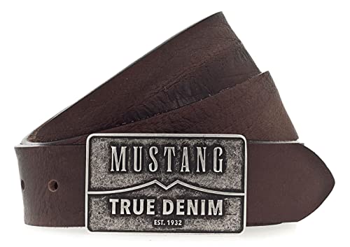 MUSTANG Herren Ledergürtel MG2170R17 40mm Gürtelbreite Schwarz Braun 80-115, Größe:100, Farbe:Dark Brown 0690 von MUSTANG