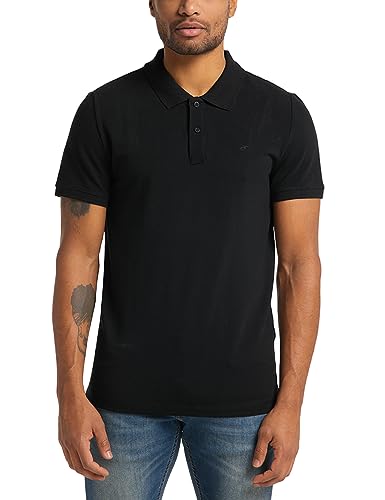 MUSTANG Herren Poloshirt Basic - Regular Fit S - 6XL Blau Schwarz 100% Baumwolle, Größe:4XL, Farbe:Black (4142) von MUSTANG