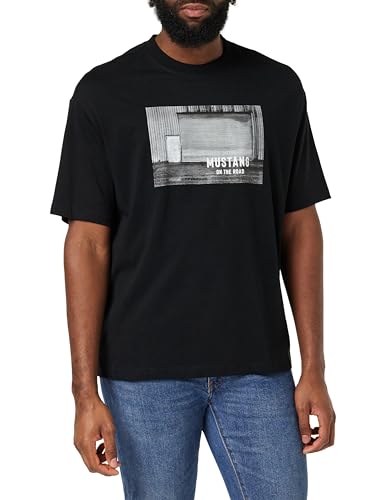 MUSTANG Herren Style Aidan C Foto T-Shirt, Black 4142, 4XL Groß von MUSTANG