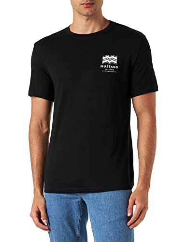 MUSTANG Herren Style Alex C Print T-Shirt, Black 4142, L von MUSTANG