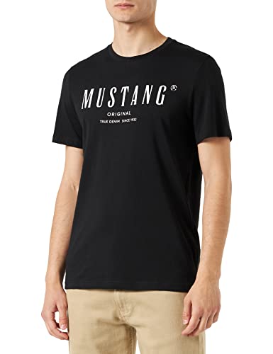 MUSTANG Herren Style Alex C Print T-Shirt, Black 4142, S von MUSTANG