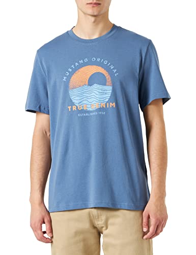 MUSTANG Herren Style Alex C Print T-Shirt, Moonlight Blue 5169, XL von MUSTANG