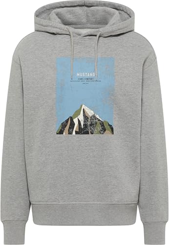 MUSTANG Herren Style Auburn Kapuzenpullover, Mid Grey Mélange 4140, XL EU von MUSTANG