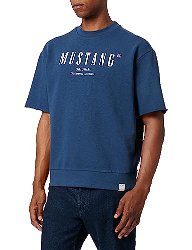 MUSTANG Herren Style Ben Crewneck SSleeve Sweatshirt, Insignia Blue 5230, L von MUSTANG