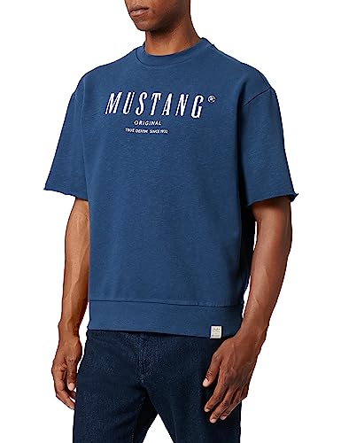 MUSTANG Herren Style Ben Crewneck SSleeve Sweatshirt, Insignia Blue 5230, M von MUSTANG