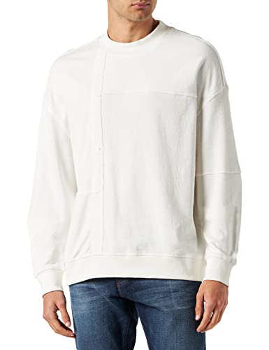 MUSTANG Herren Style Ben Patchwork Cn Pullover, Whisper White 2013, L von MUSTANG